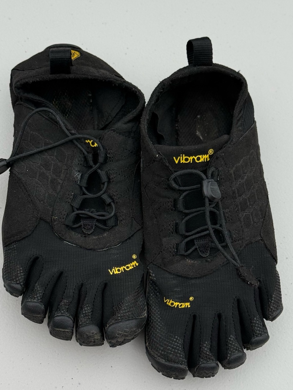 Vibram Black FiveFingers Minimalist Toe Sneakers with Yellow Logo